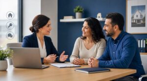 Turkish Speaking Mortgage Broker UK advising a couple during a mortgage consultation.