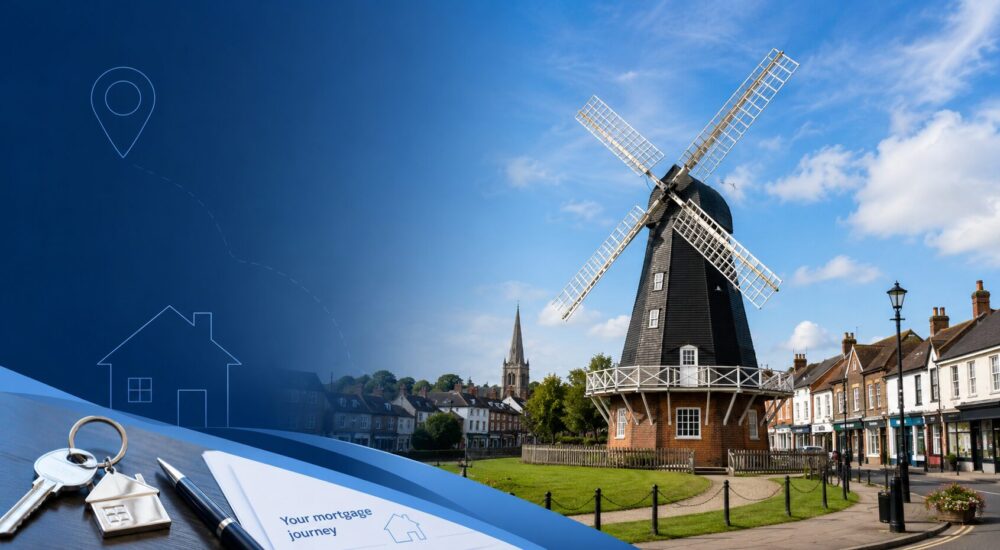 Rayleigh Windmill and local townscape representing a Mortgage Broker in Rayleigh.