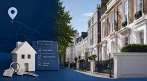 Mortgage Broker in Islington with local homes, property keys and mortgage advice icons.