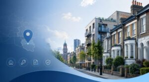 Mortgage Adviser in Lewisham with local homes, modern apartments and location icons.