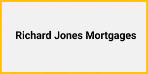 Richard Jones Mortgages logo with black text and yellow border.