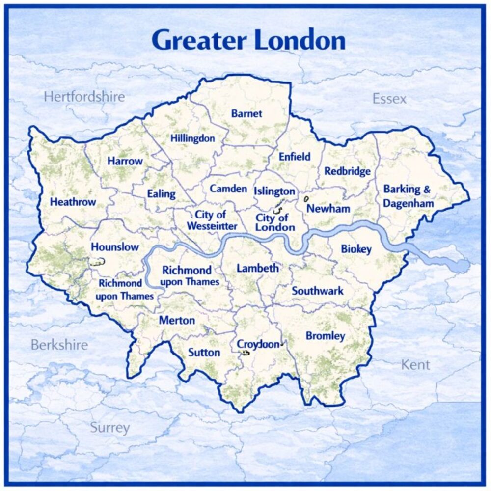 Map showing mortgage brokers across Greater London