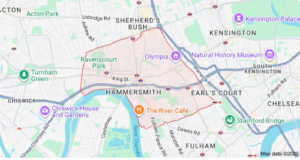 Map of Hammersmith in London where client can see the local area