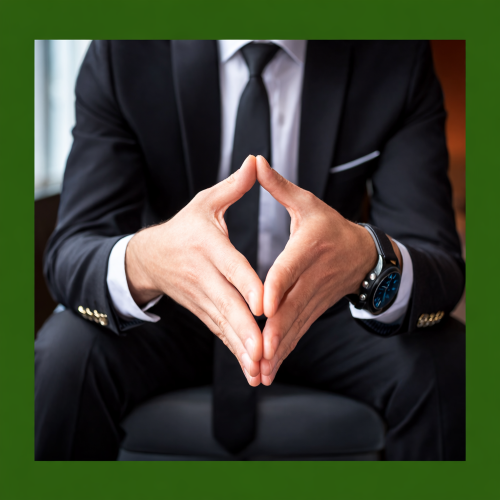 A man in a black suit and white shirt sits with his hands steepled together, wearing a wristwatch, in a professional indoor setting. Gary Poyntz Mortgages and Protection Limited