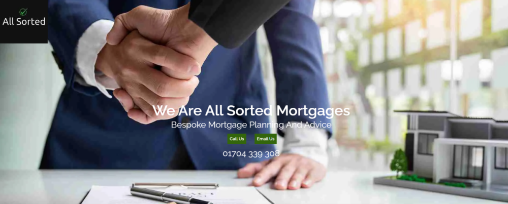 All Sorted Mortgages All Sorted Mortgages banner showing a professional handshake, modern property model, and bespoke mortgage planning and advice branding.