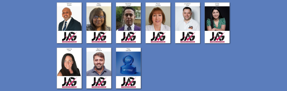 Jag Funding Solutions Experts JAG Funding Solutions adviser profile cards showing Vikram Gupta, Mary Hadley, Mukther Hossen, Paula Cayless, Jonathan Dale, Vinita Yadav, Leanne Tyler, Gavin Williams and Toby Spanier, each with a headshot or placeholder image and the JAG Funding Solutions logo. Jag Funding Solutions Experts
