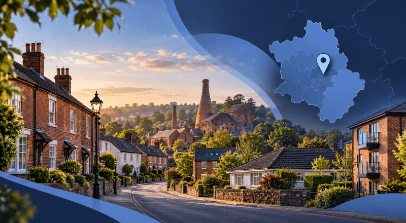 Mortgage Broker in Broseley location map with Shropshire homes and local property types.